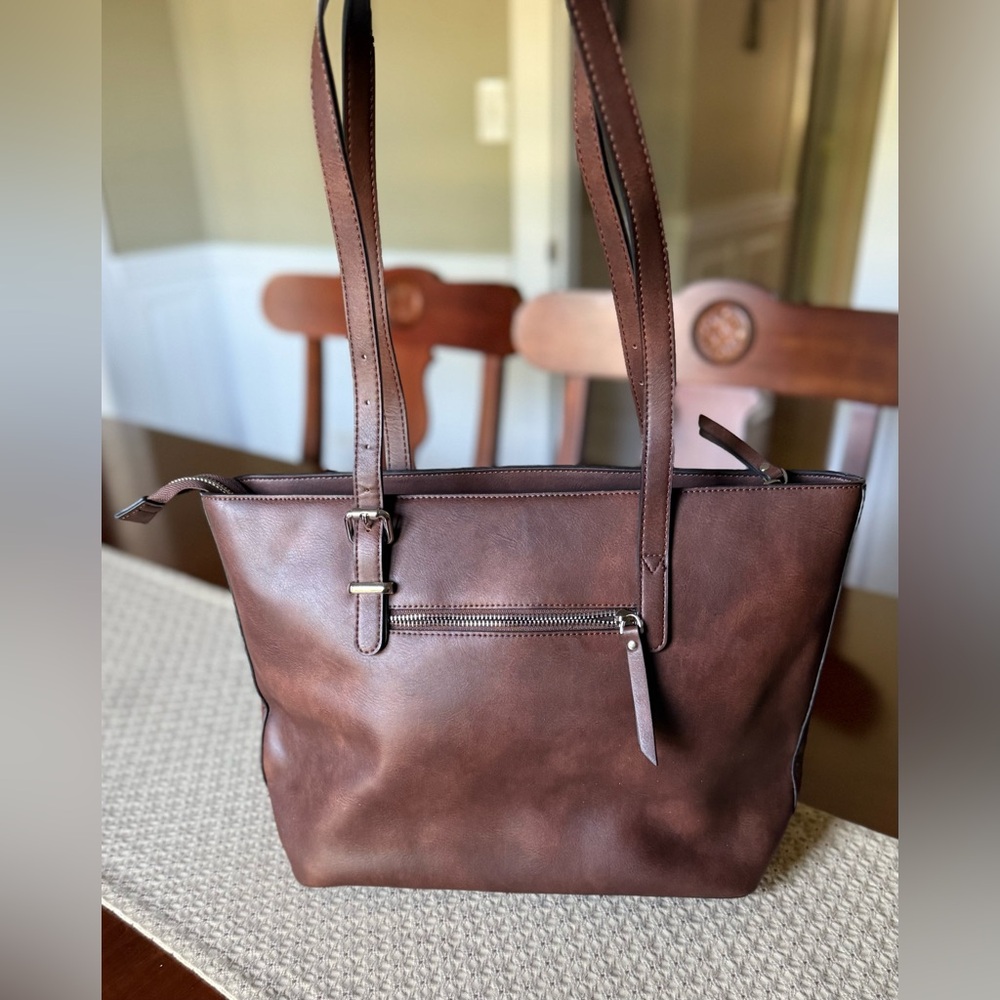 Westbronco Vegan Leather Tote Bag in Coffee Color - Picture 3 of 14